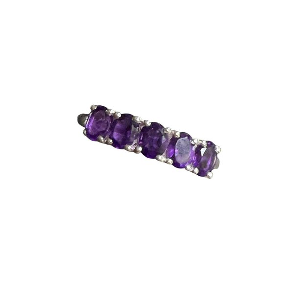 Amethyst & Sterling Silver Band Ring Size 11 - Picture 5 of 6